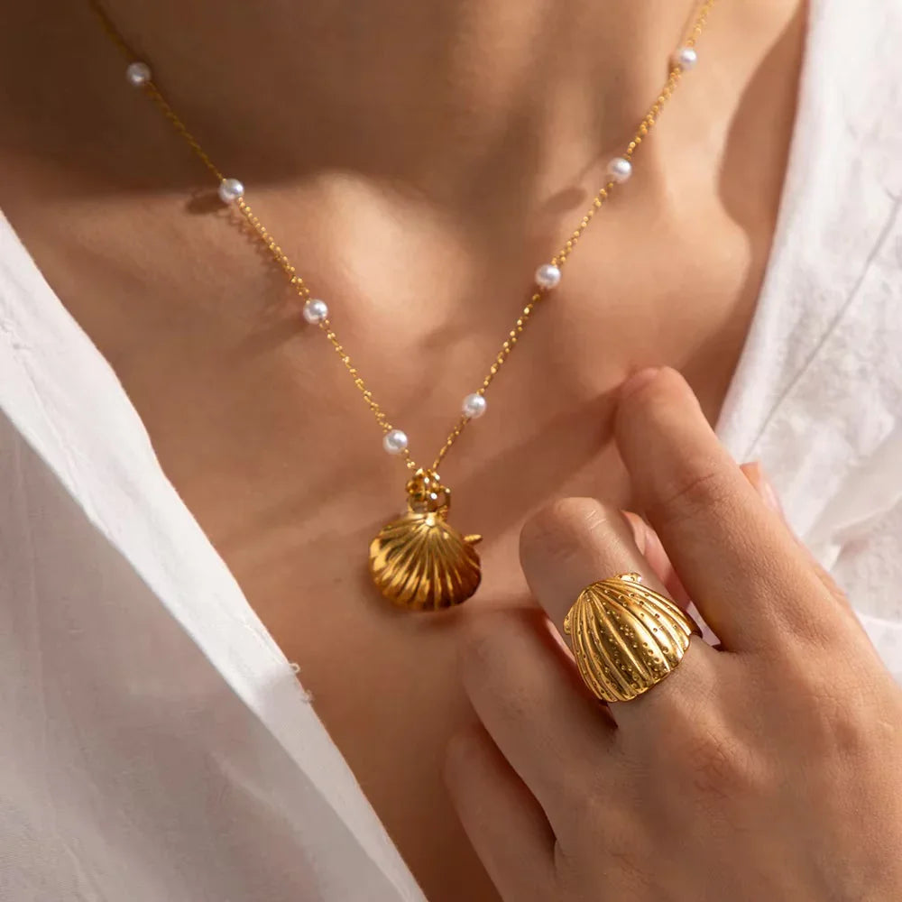 [Gaonasi]Aloha Gold Seashell Ring