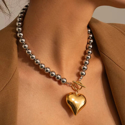 [Gaonasi]Alicia Chunky Bead Heart Pendant