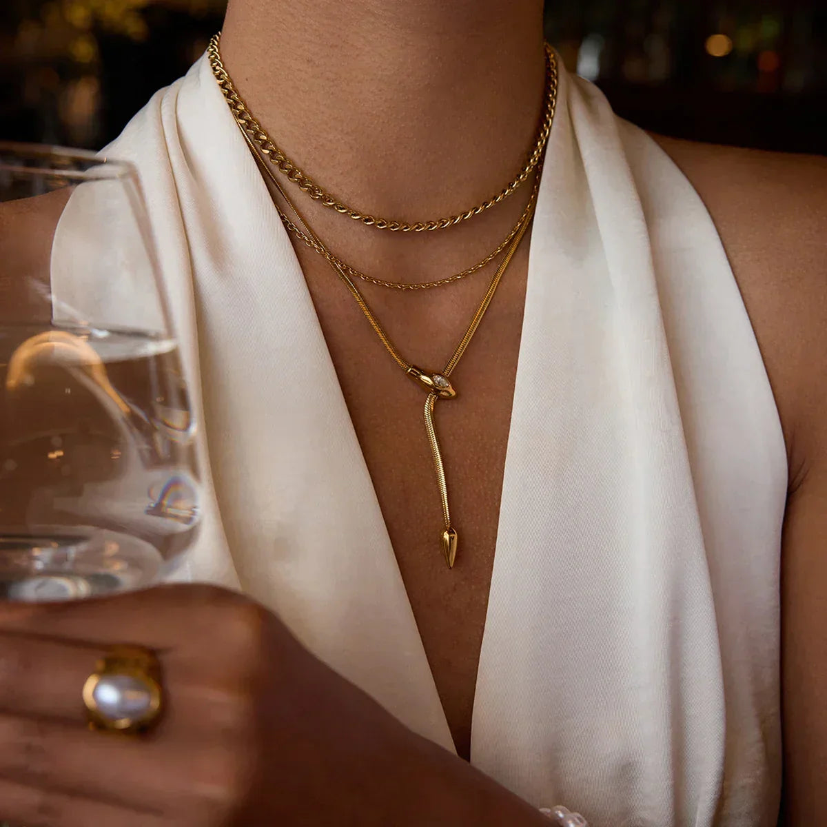 [Gaonasi]Zarelle Gold Serpentine Pendant