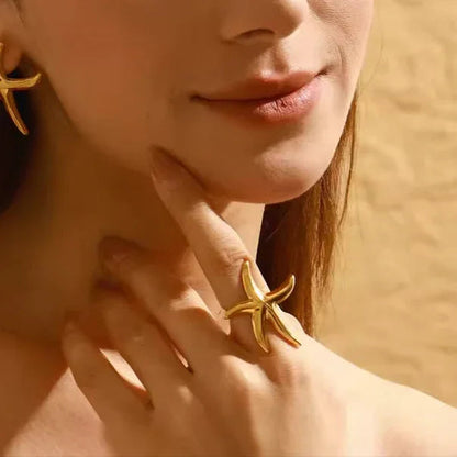 [Gaonasi]Oceanic Gold Starfish Ring