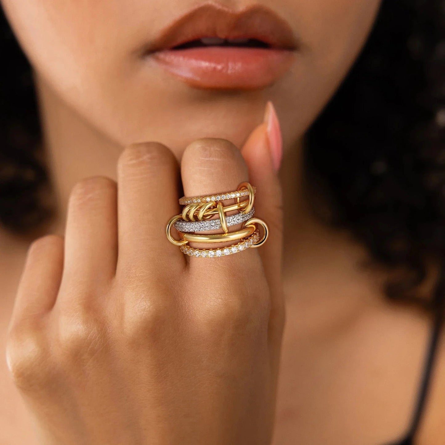 [Gaonasi]Blaise Stacked Diamond Ring