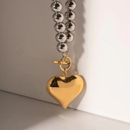 [Gaonasi]Alicia Chunky Bead Heart Pendant