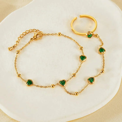 [Gaonasi]Gladys Emerald Heart Hand Chain