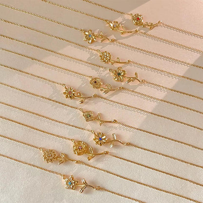 [Gaonasi]Maribelle Birth Flower Gold Necklace