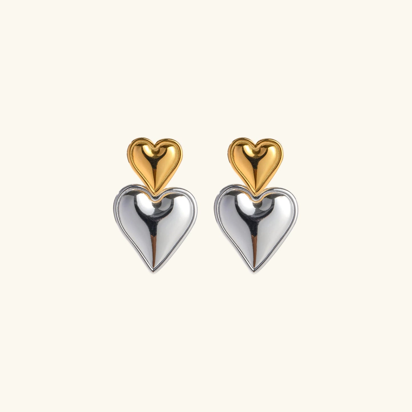 [Gaonasi]Zofia Two Tone Heart Earrings