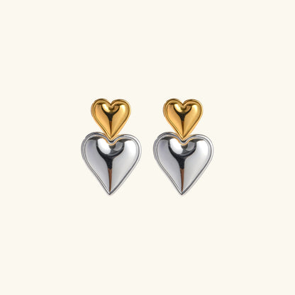 [Gaonasi]Zofia Two Tone Heart Earrings