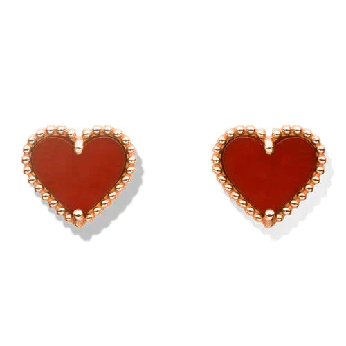 [Gaonasi]HEART CARNELIAN STUD EARRINGS