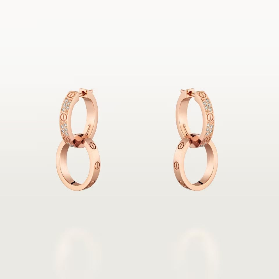 [Gaonasi Jewelry]LOVE 3.3MM DANGLE HALF DIAMOND EARRINGS