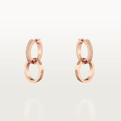 [Gaonasi Jewelry]LOVE 3.3MM DANGLE HALF DIAMOND EARRINGS