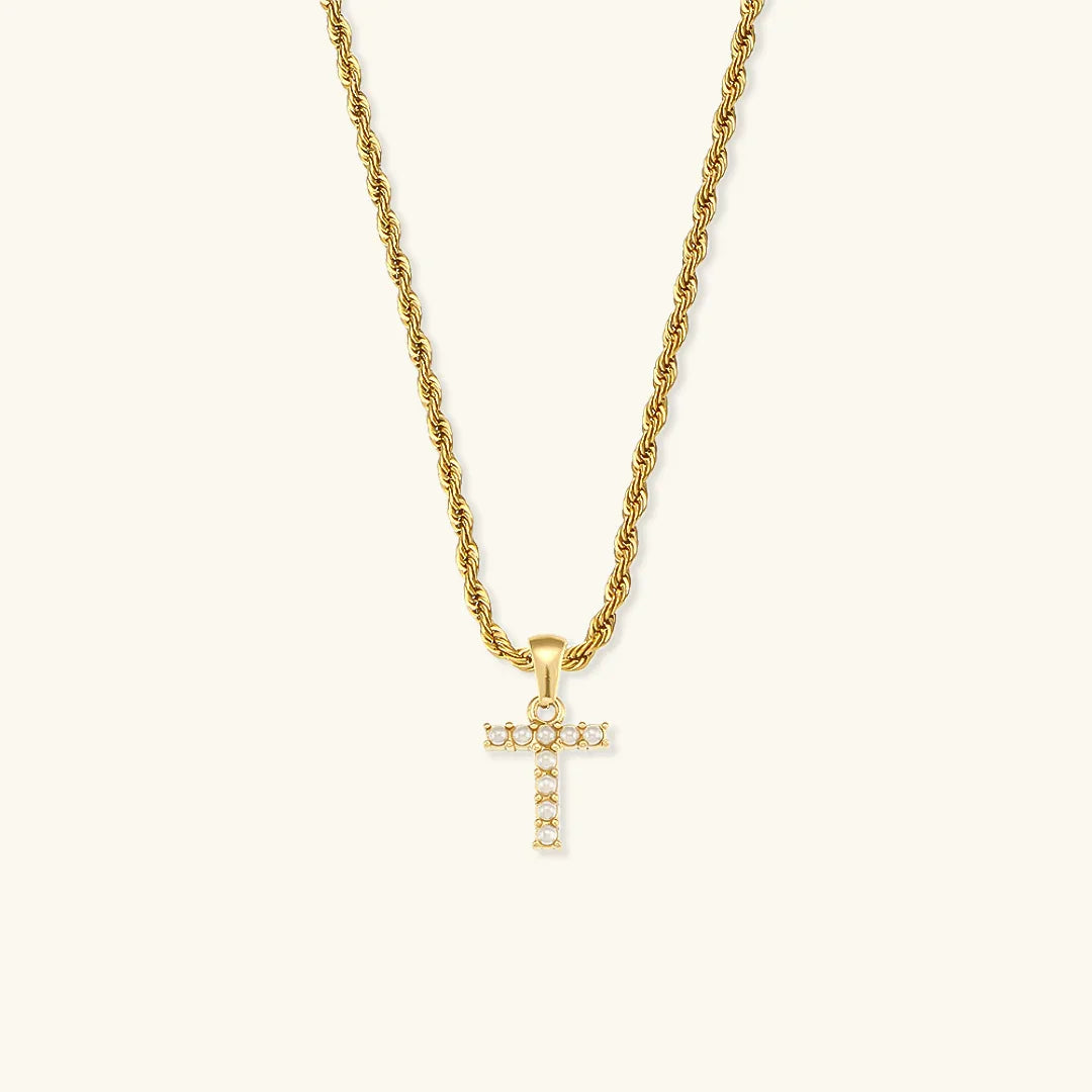 [Gaonasi]Elodie Initial Letter Pearl Necklace