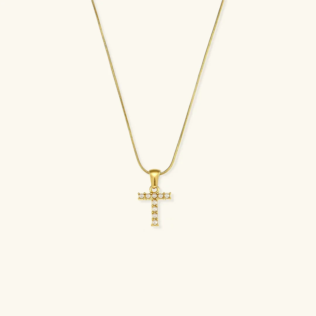 [Gaonasi]Augustine Initial Letter Pearl Necklace