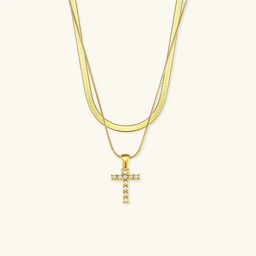 [Gaonasi]Fiona Layered Gold Initial Letter Necklace