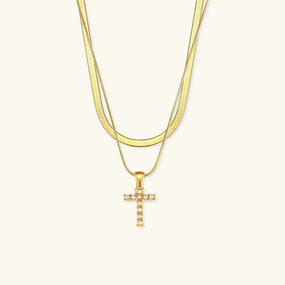 [Gaonasi]Fiona Layered Gold Initial Letter Necklace
