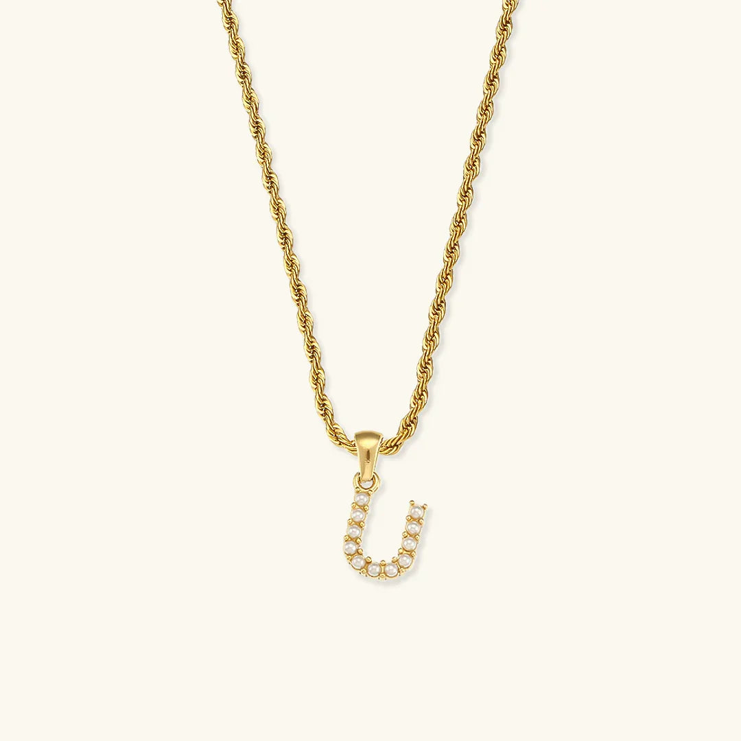[Gaonasi]Elodie Initial Letter Pearl Necklace