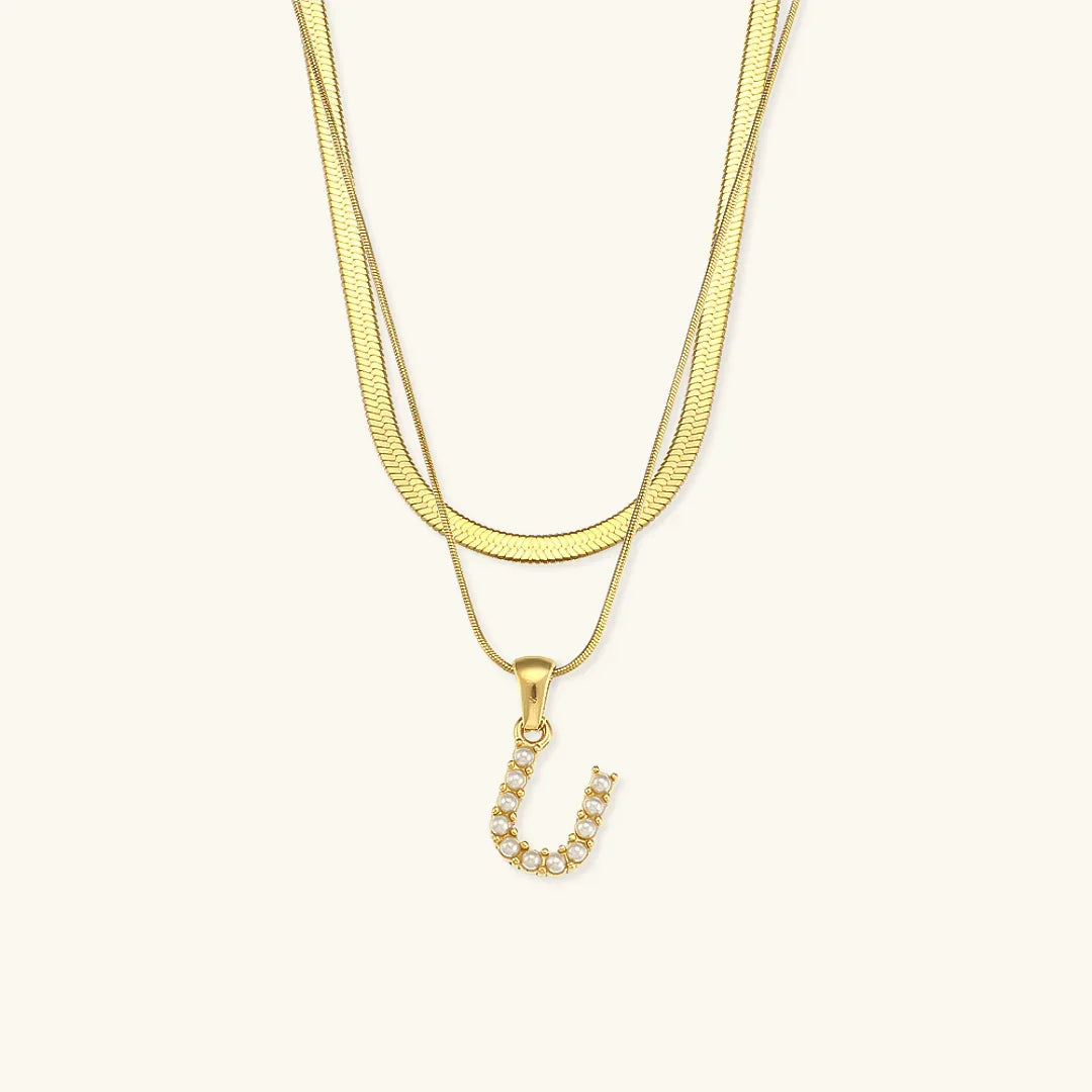[Gaonasi]Fiona Layered Gold Initial Letter Necklace