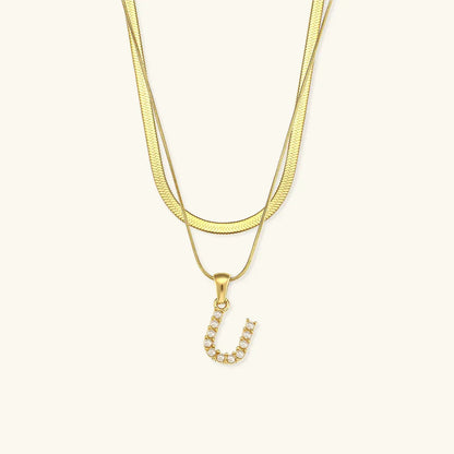 [Gaonasi]Fiona Layered Gold Initial Letter Necklace