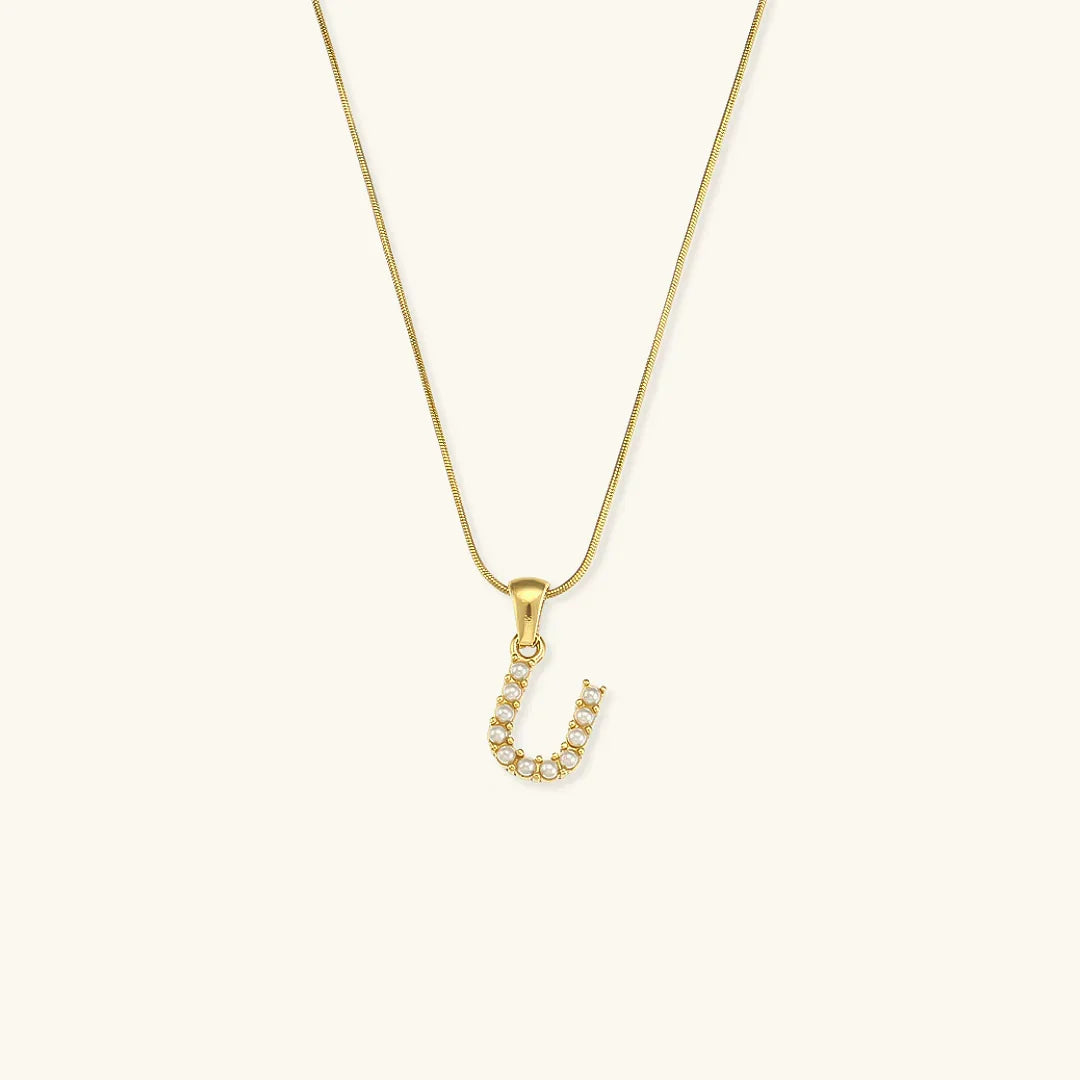 [Gaonasi]Augustine Initial Letter Pearl Necklace