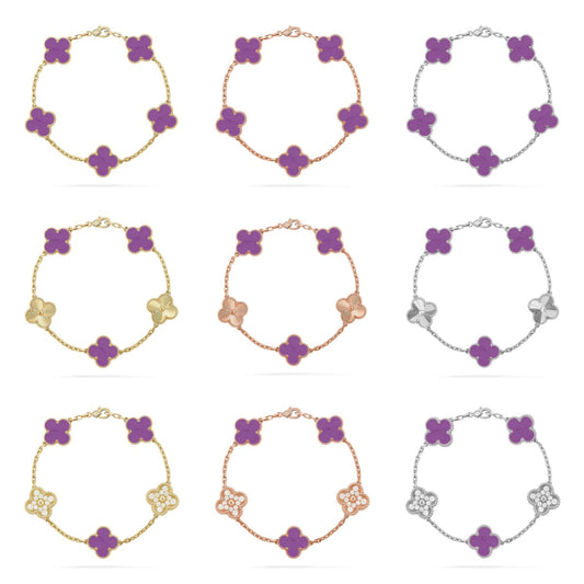 [Cadisa] CLOVER 5 MOTIF VIOLET BRACELET COLLECTION