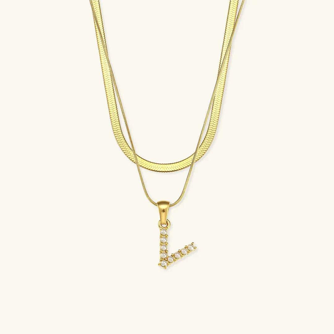 [Gaonasi]Fiona Layered Gold Initial Letter Necklace