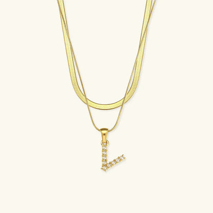 [Gaonasi]Fiona Layered Gold Initial Letter Necklace