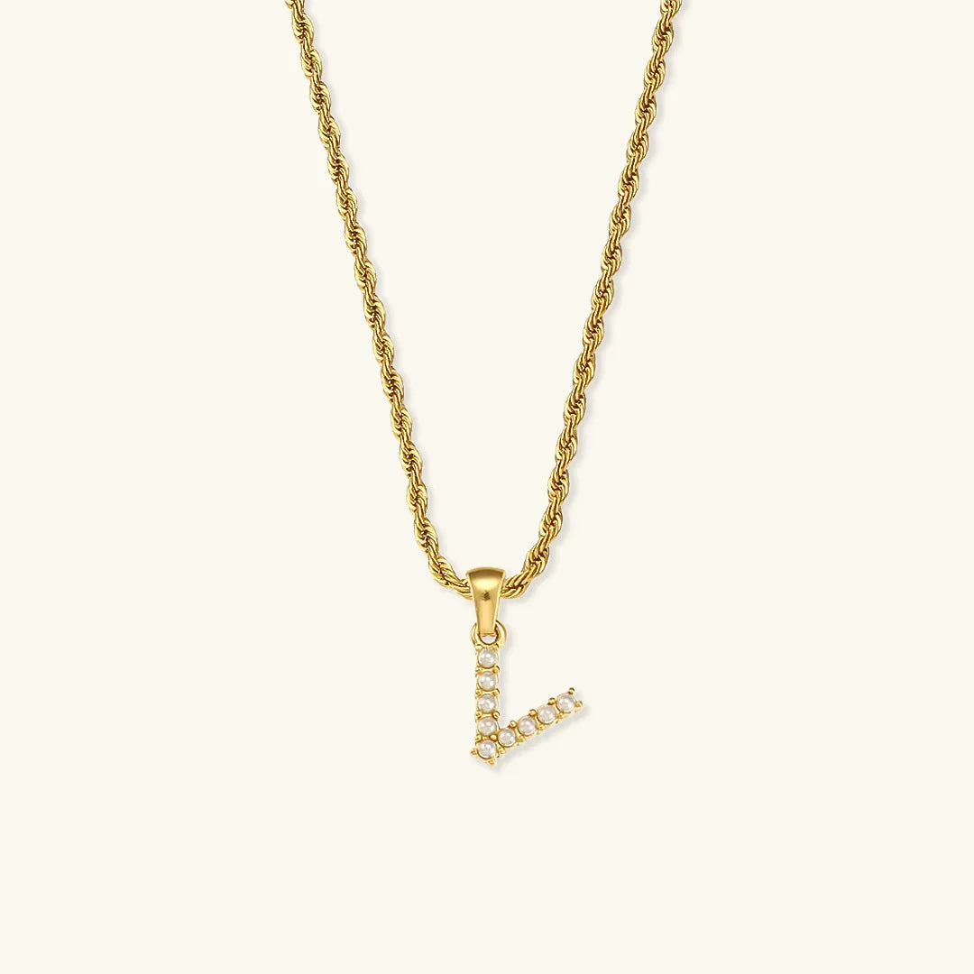 [Gaonasi]Elodie Initial Letter Pearl Necklace