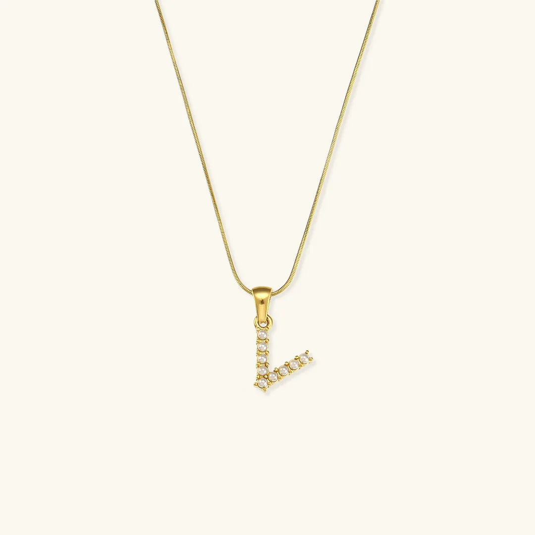 [Gaonasi]Augustine Initial Letter Pearl Necklace