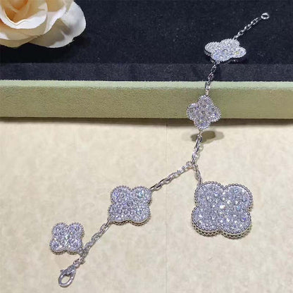 [Gaonasi]CLOVER 6 MOTIFS SILVER DIAMOND BRACELET