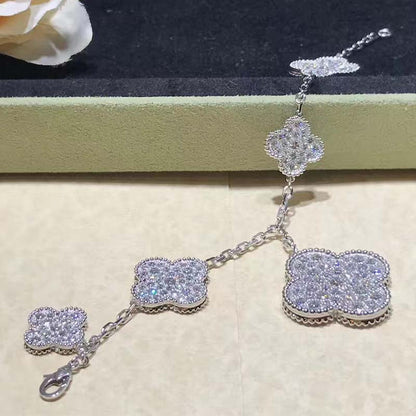 [Gaonasi]CLOVER 6 MOTIFS SILVER DIAMOND BRACELET
