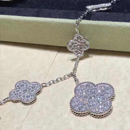[Gaonasi]CLOVER 6 MOTIFS SILVER DIAMOND BRACELET