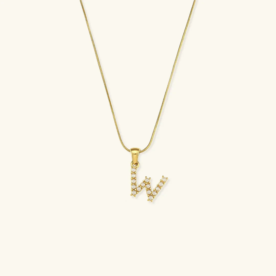 [Gaonasi]Augustine Initial Letter Pearl Necklace