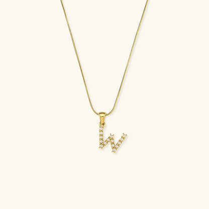 [Gaonasi]Augustine Initial Letter Pearl Necklace