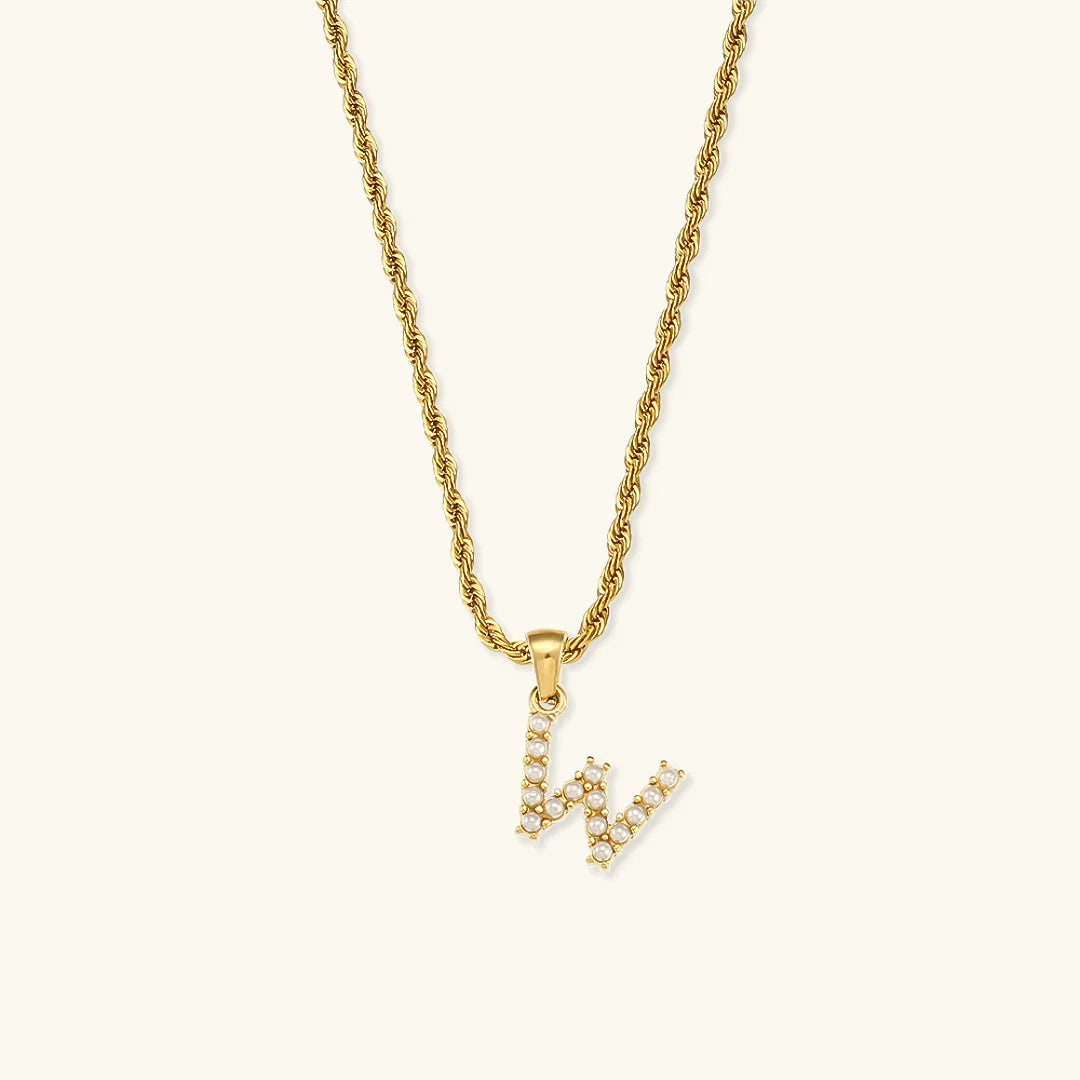 [Gaonasi]Elodie Initial Letter Pearl Necklace