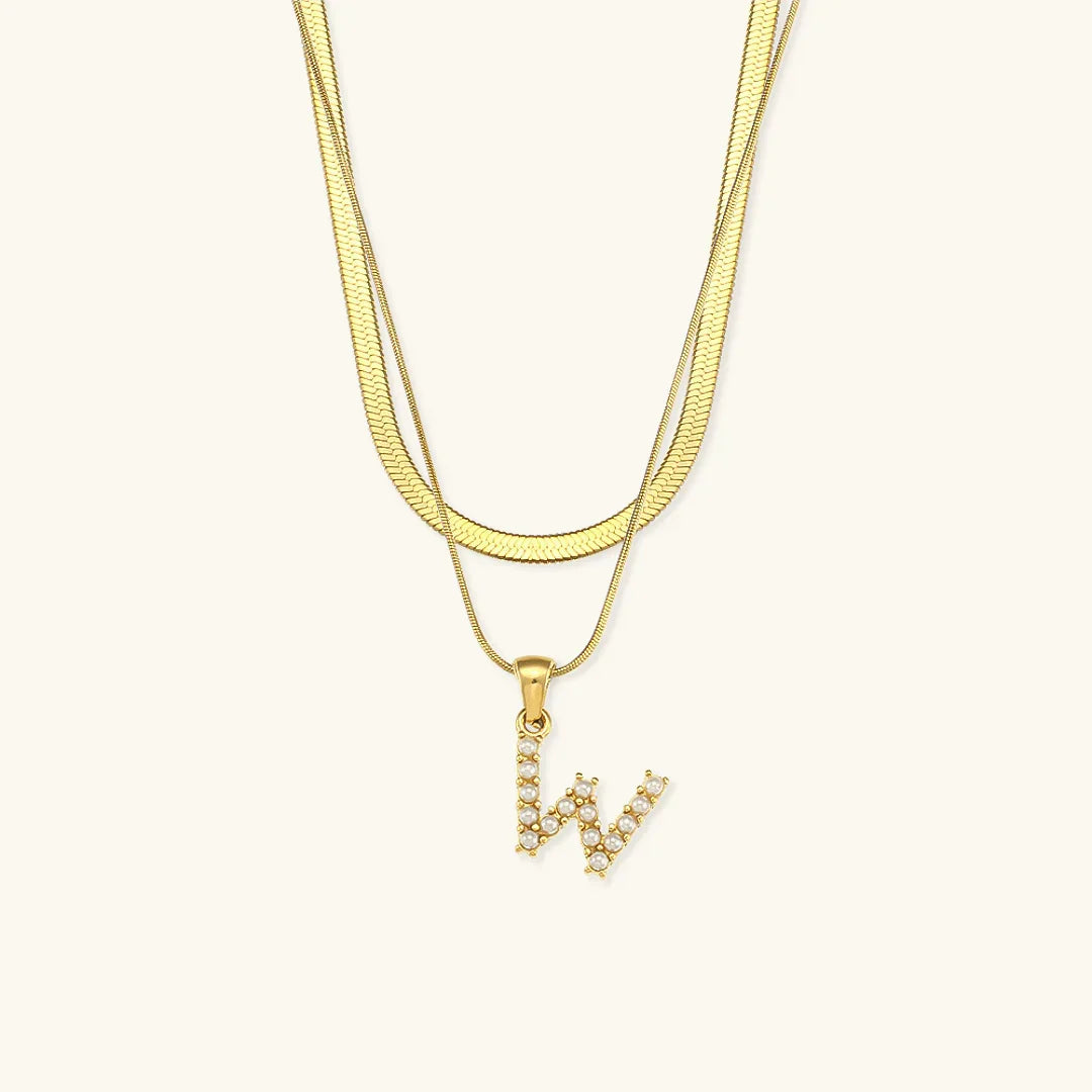 [Gaonasi]Fiona Layered Gold Initial Letter Necklace