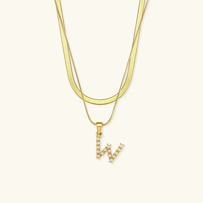 [Gaonasi]Fiona Layered Gold Initial Letter Necklace
