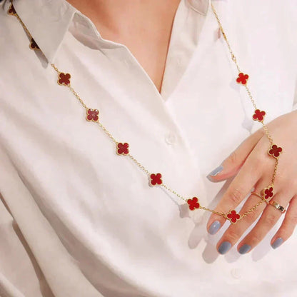 [Gaonasi]CLOVER 20 MOTIFS CARNELIAN NECKLACE