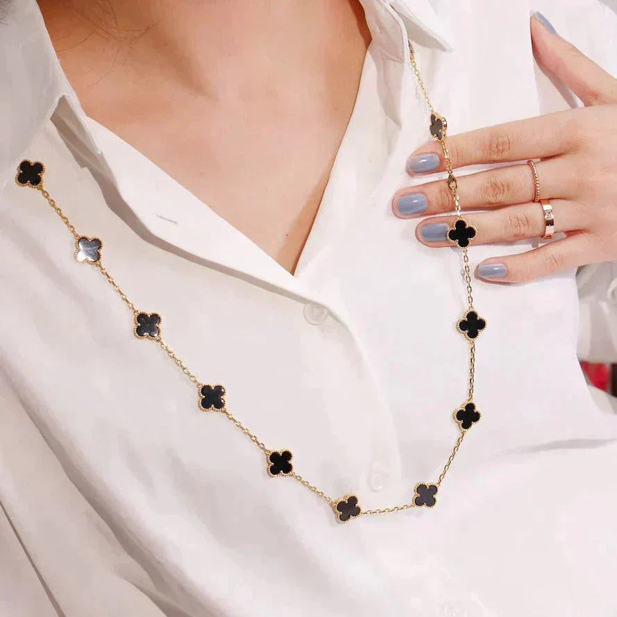 [Gaonasi]CLOVER 20 MOTIFS ONYX NECKLACE