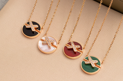 [Gaonasi]JEUX DE PINK GOLD DIAMOND NECKLACE