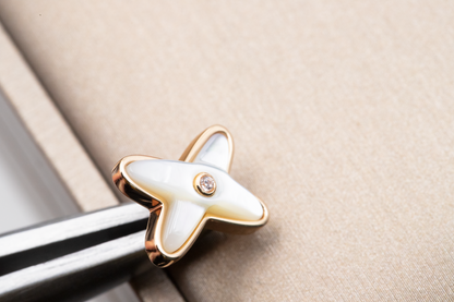 [Gaonasi]JEUX DE WHITE MOP PINK GOLD DIAMOND EARRINGS
