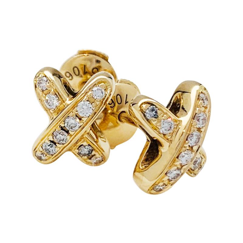[Gaonasi]JEUX DE GOLD DIAMOND EARRINGS
