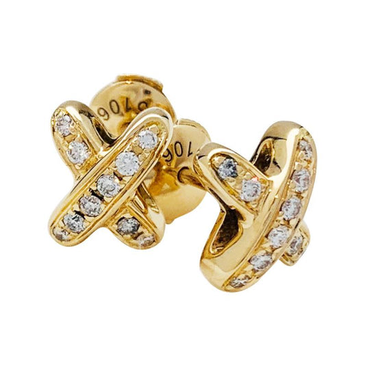 [Gaonasi]JEUX DE GOLD DIAMOND EARRINGS