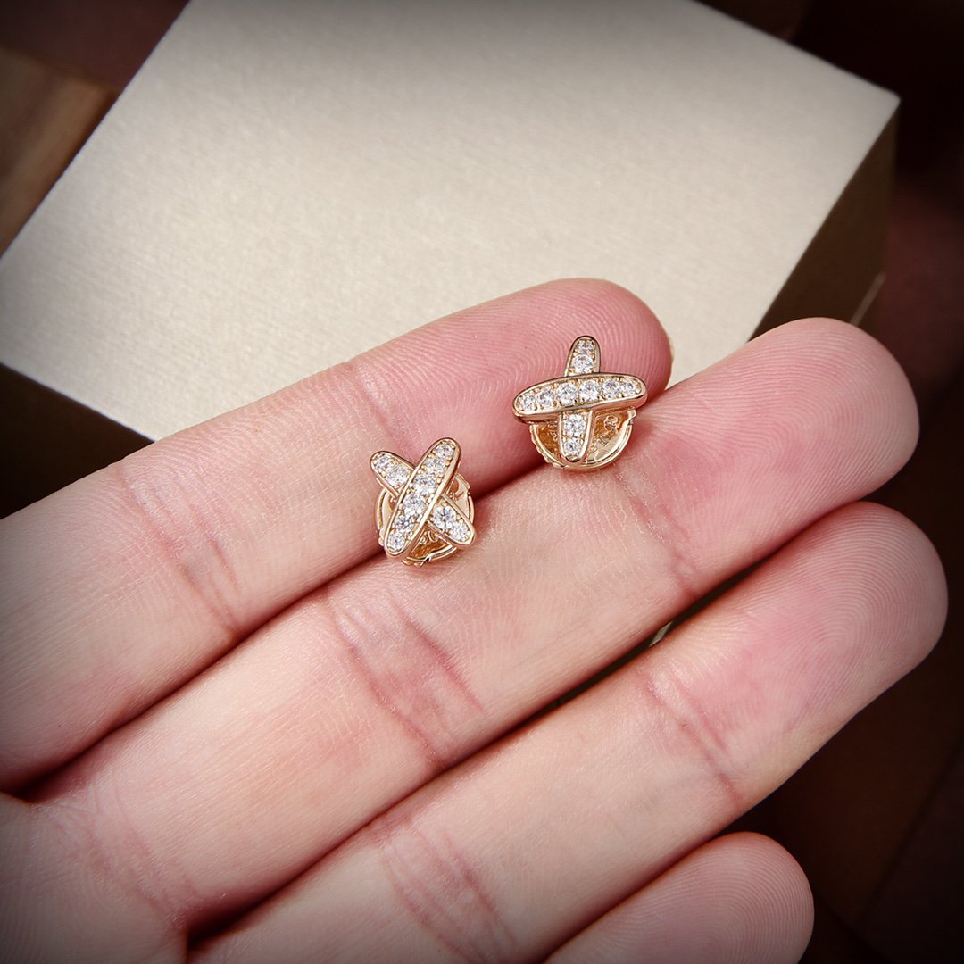 [Gaonasi]JEUX DE GOLD DIAMOND EARRINGS
