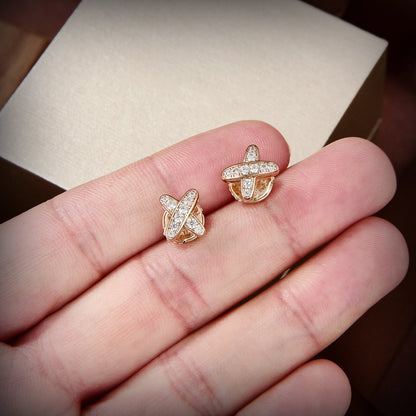 [Gaonasi]JEUX DE GOLD DIAMOND EARRINGS