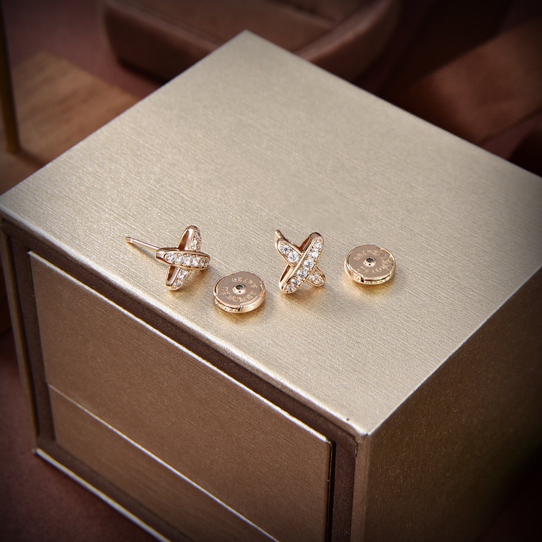 [Gaonasi]JEUX DE GOLD DIAMOND EARRINGS