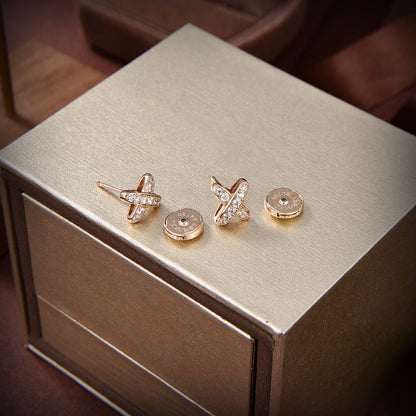 [Gaonasi]JEUX DE GOLD DIAMOND EARRINGS