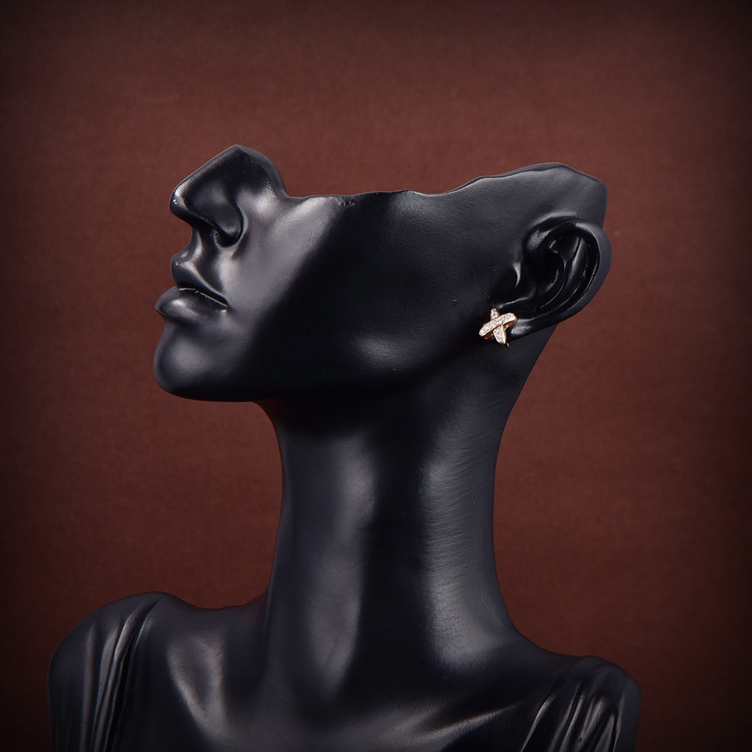 [Gaonasi]JEUX DE GOLD DIAMOND EARRINGS