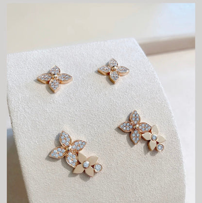 [Gaonasi]STAR BLOSSOM STUD EARRINGS PINK GOLD DIAMONDS