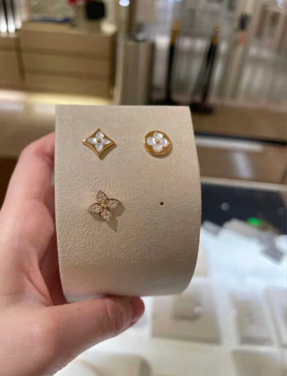 [Gaonasi]STAR BLOSSOM STUD EARRINGS PINK GOLD DIAMONDS