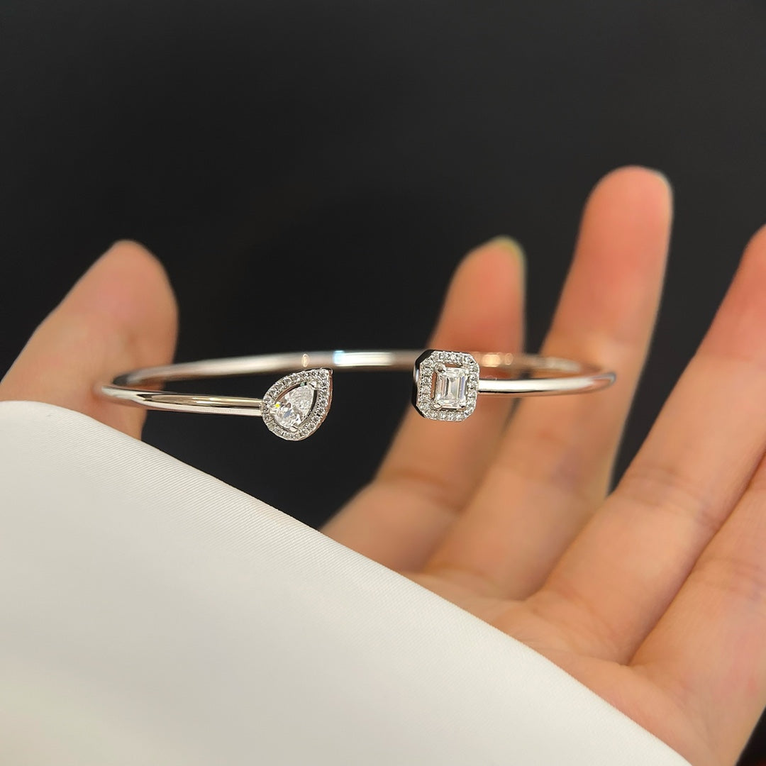 [Cadisa]JONC FLEX MY TWIN TOI & MOI SILVER DIAMOND BRACELET