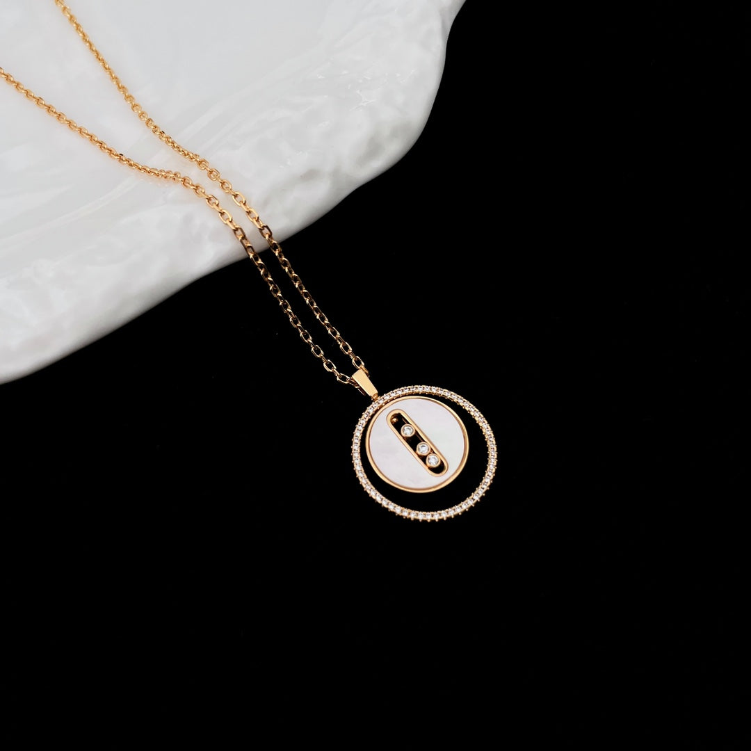 [Cadisa]LUCKY MOVE MM NACRE BLANCHE DIAMOND NECKLACE