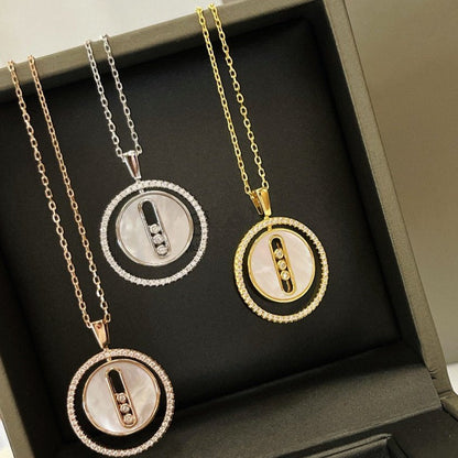 [Cadisa]LUCKY MOVE MM NACRE BLANCHE DIAMOND NECKLACE